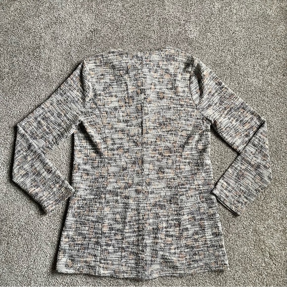 Anthropologie Dolan Leopard Longline Tweed Jacket Sz M Zip Up Pockets Neutral - Picture 5 of 7
